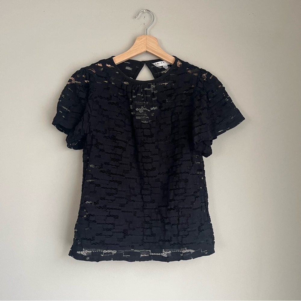Trina Turk 2 Piece Lace Black Blouse Size XS